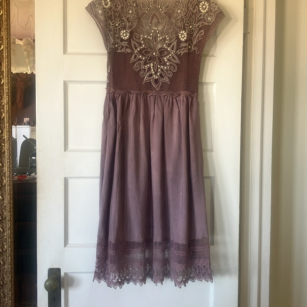 Elegant Embroidered Purple Dress